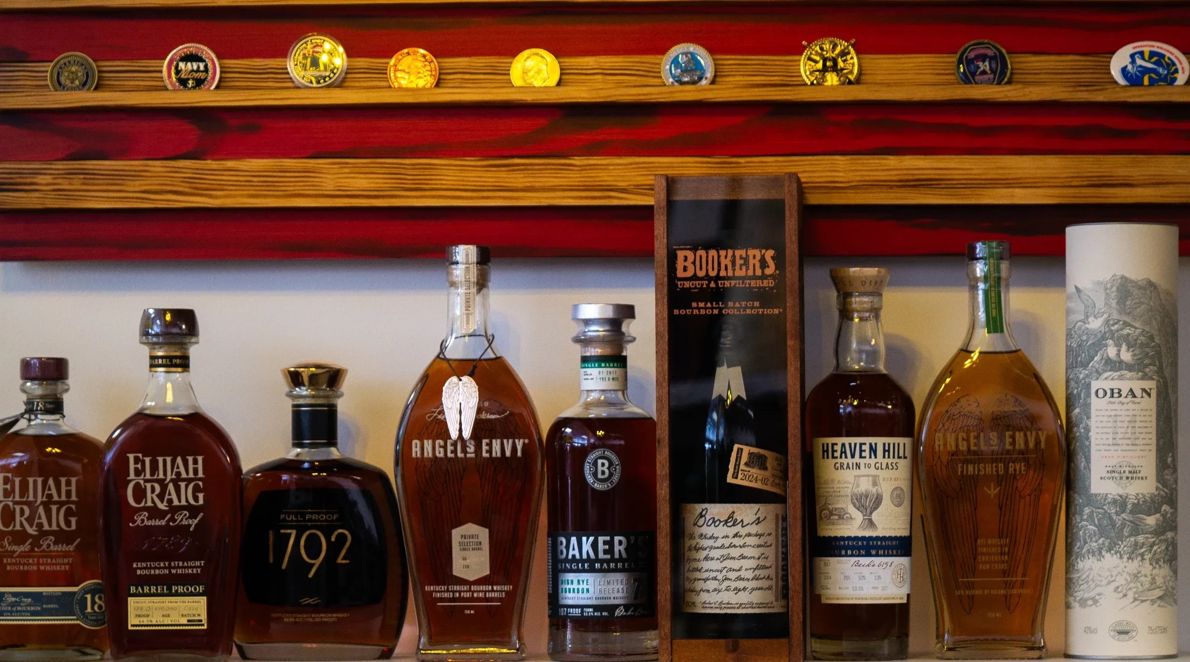 Selection of bottles displayed inside Uncle Sam's Wine & Spirits